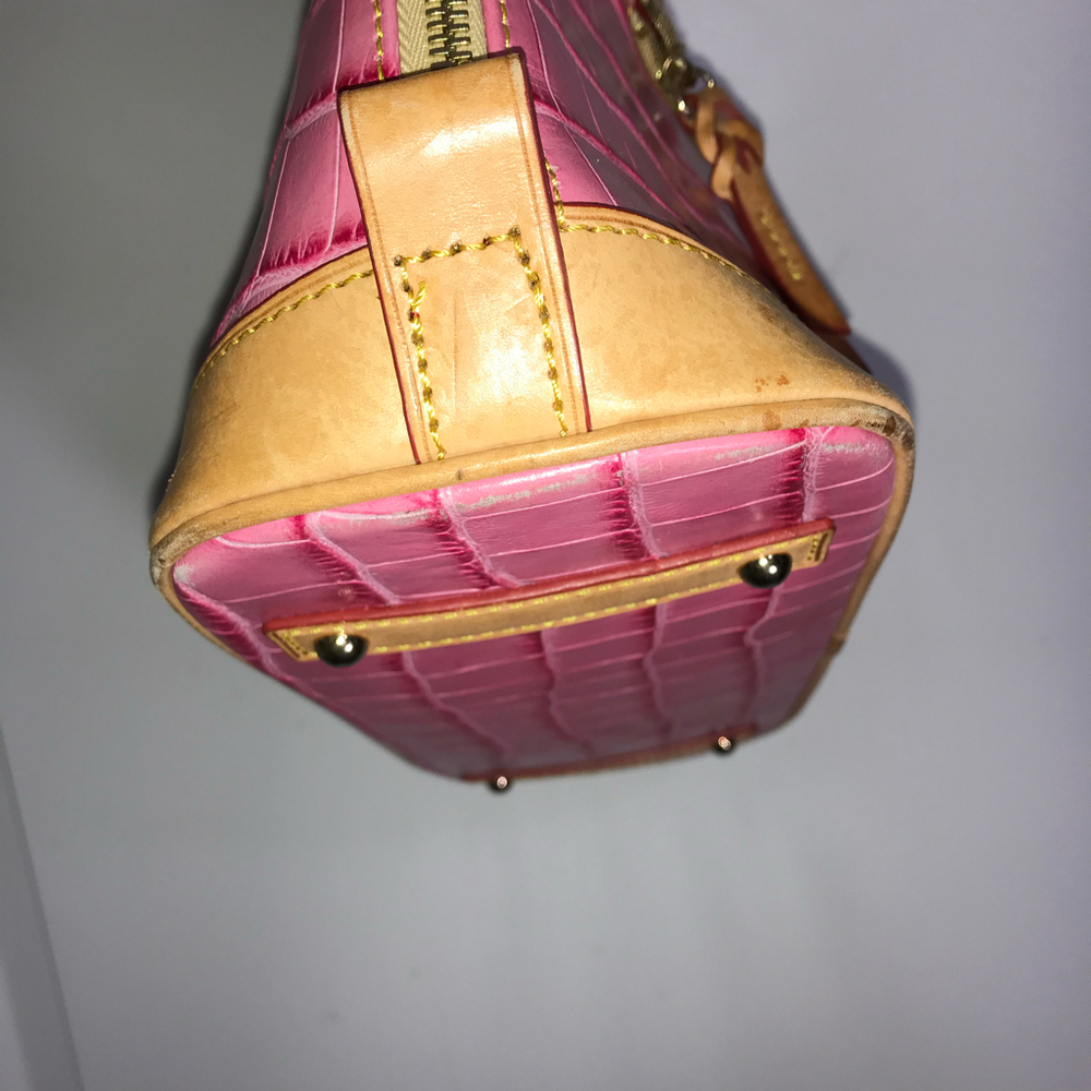 Dooney & Bourke Pink Croc Leather Satchel Crossbody EUC - Picture 3 of 9